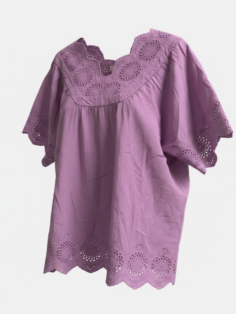 Lavish Lilac Eyelet Peasant Blouse
